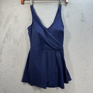 Roxanne Bra Size One Piece Swimsuit Sz 12 /36 C‎ Modest Skirt Navy Blue Solid